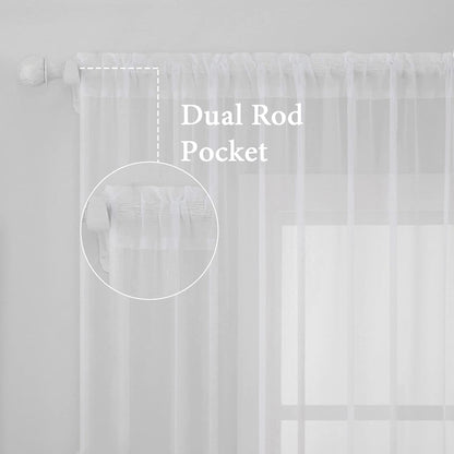 2 Panels Solid Color White Sheer Window Curtains Elegant Window Voile Panels/Drapes/Treatment for Bedroom Living Room (54 X 84 Inches White)