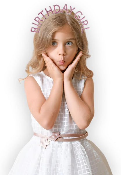 Birthday Girl Tiara and Sash Crown Headband (Pink)