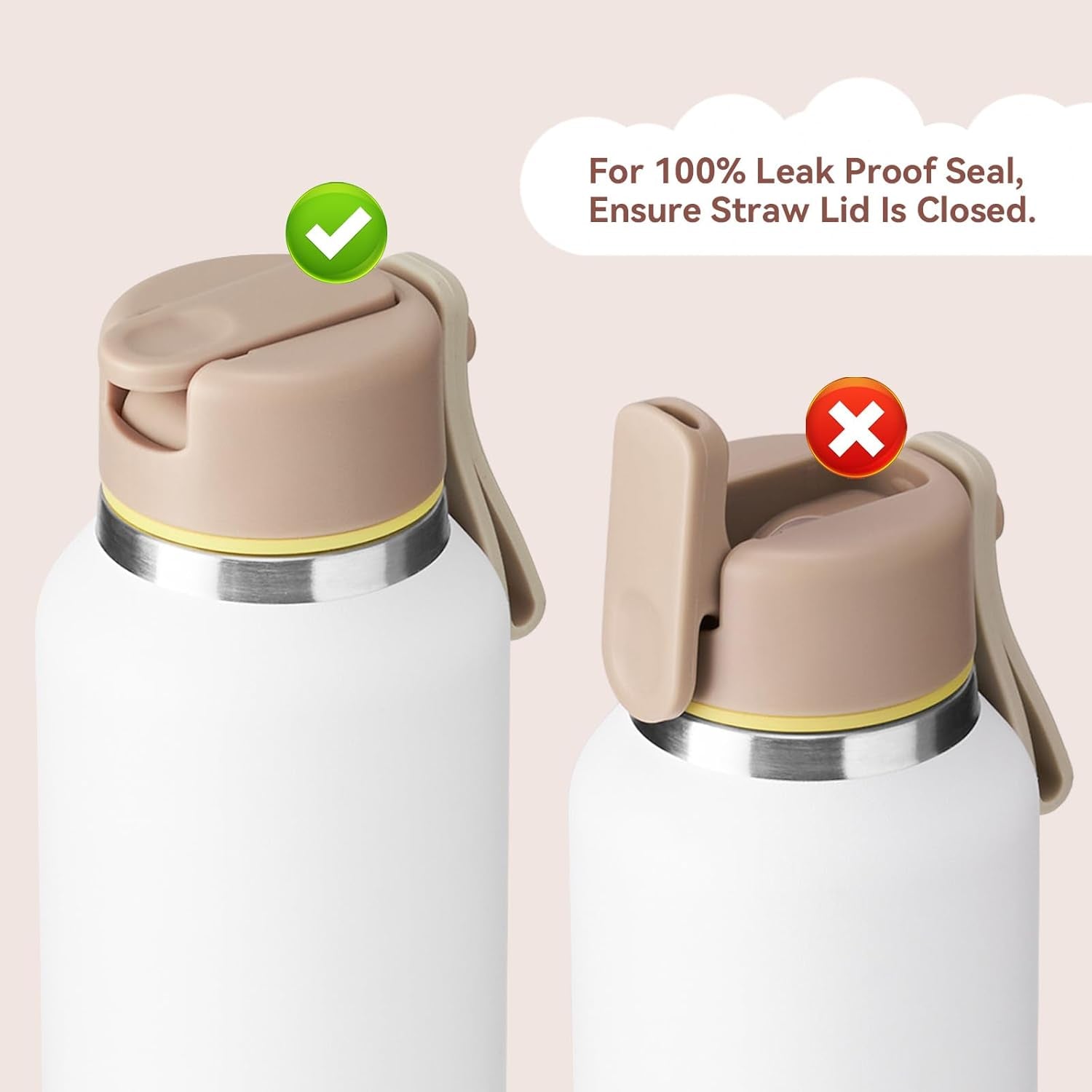 12Oz Kids Water Bottle for School Boys&Girls, Toddler Cup, 304 Stainless Steel Insulated Sport Water Bottle with Straws, Bpa-Free, White