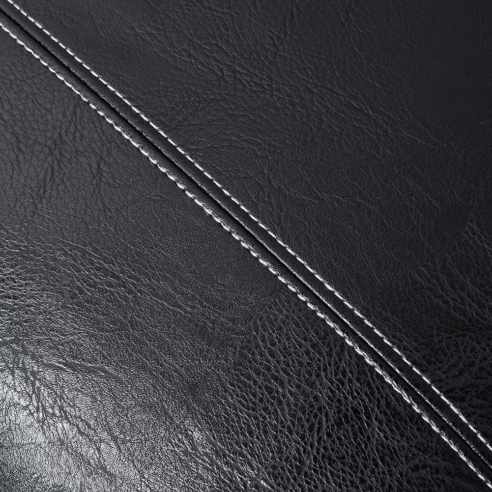 Black Lumbar Faux Leather Decorative Throw Pillow Covers 12X20 Inch for Living Room Couch Bed Sofa, Boho Farmhouse Home Decor, Hand Stitched Rectangle Cushion Case 30X50 Cm