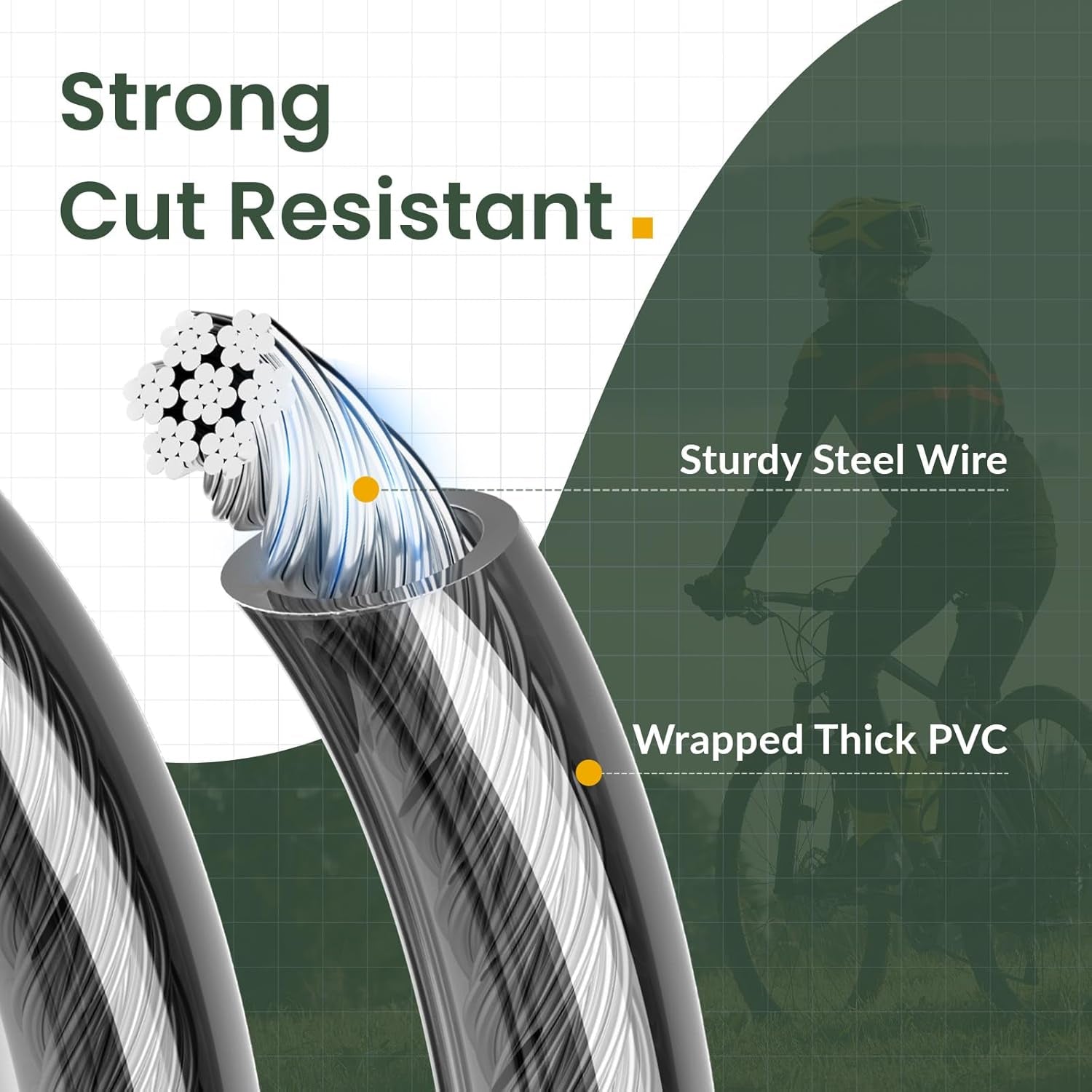 Bike Lock Cable,12Mm Thick Security Cable with Loops Heavy Duty Steel Cable Vinyl Coated Bike Cable Lock Security Chain (4Ft, 7Ft, 15Ft, 30Ft)