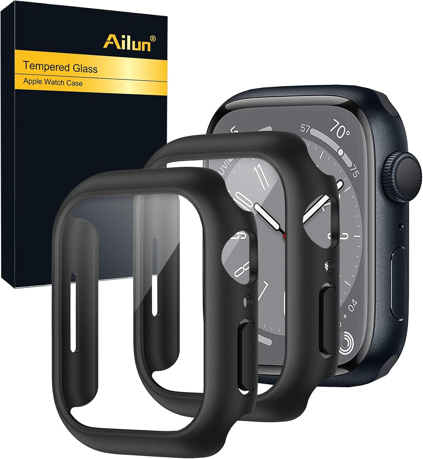 for Apple Watch Ultra 2/Ultra Screen Protector [49Mm],Hard PC Case[2 Pack][Clear], Apple Watch Series 9 & 8 & 7 Screen Protector [45Mm],Hard PC Case [2 Pack][Black]