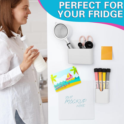 4 Pack Magnetic Pen Holder, Magnetic Marker Holder for Whiteboard, Magnetic Dry Erase Marker Holder, Magnetic Pen Holder for Refrigerator, Magnetic Pencil Holder, Magnet Locker Organizer