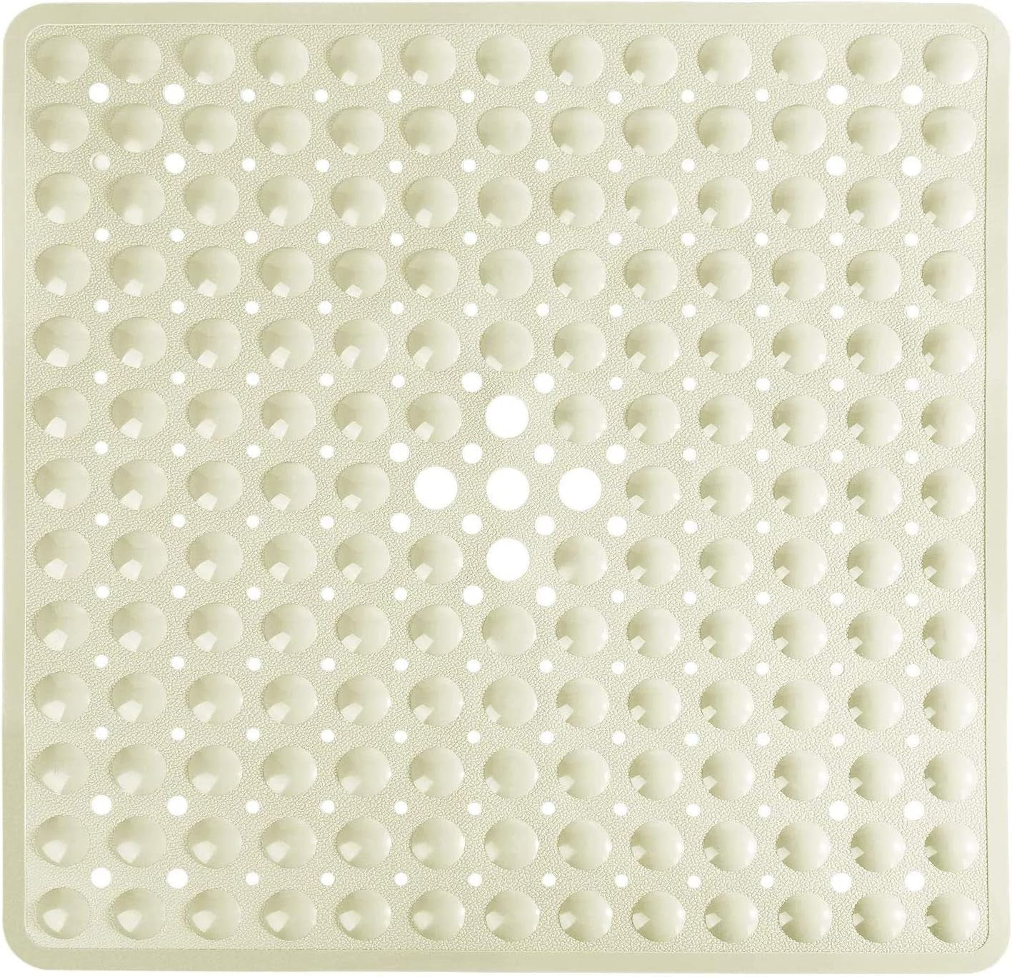 Shower Stall Mat Non Slip, 21X21 Inch, Soft Square Bath Mat for Shower with Suction Cups and Drain Holes, Stall Floor Mats for Bathroom, Machine Washable, Bathroom Accessories, Beige