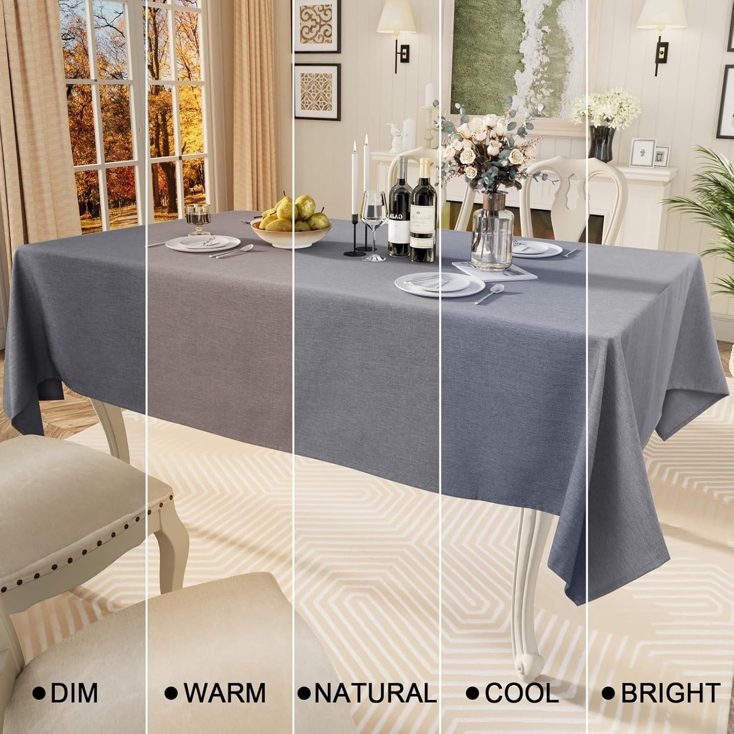Rectangle Table Cloth Linen Textured, Waterproof Spillproof Anti-Wrinkle Burlap Tablecloth, Washable Decorative Fabric Table Cover for Dining, Party, Banquet, 52 X 70 Inch, Grey