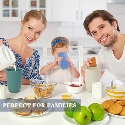 Wheat Straw Reusable Drinking Cups Set of 8 - Unbreakable, Dishwasher Safe, 20 OZ Water Glasses in 4 Colors
