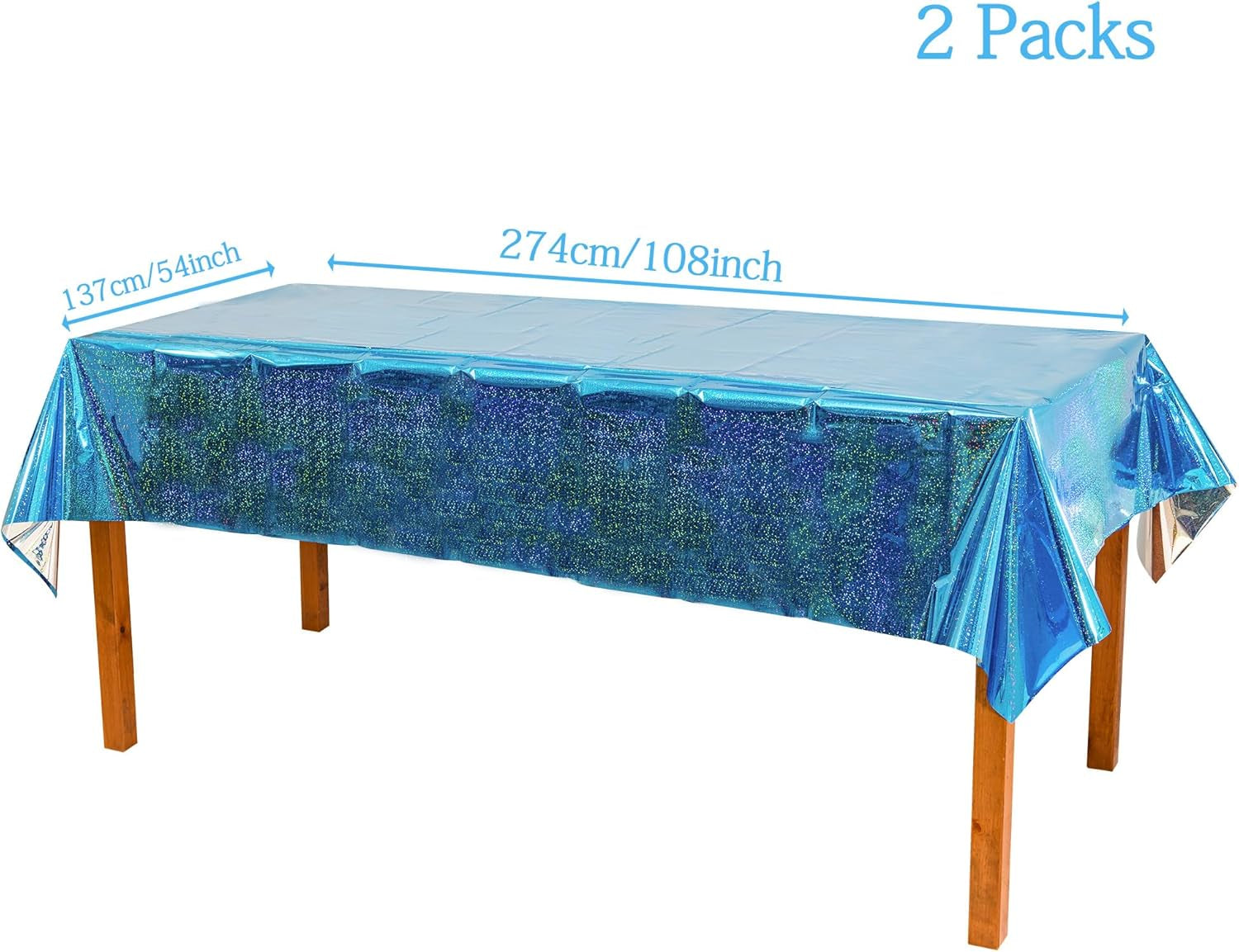 Blue Party Table Cover Decoration Tablecloth for Frozen/Winter Onederland/Under Sea/Ocean Theme Party Decorations Rectangle Tablecover with 54'' X 108'' - 2 Packs