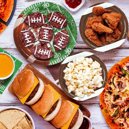 Football Party Supplies, Football Party Decorations 2025 Kit for 24 Guests, Includes Plates, Napkins, Cups, Banner and Tablecloth