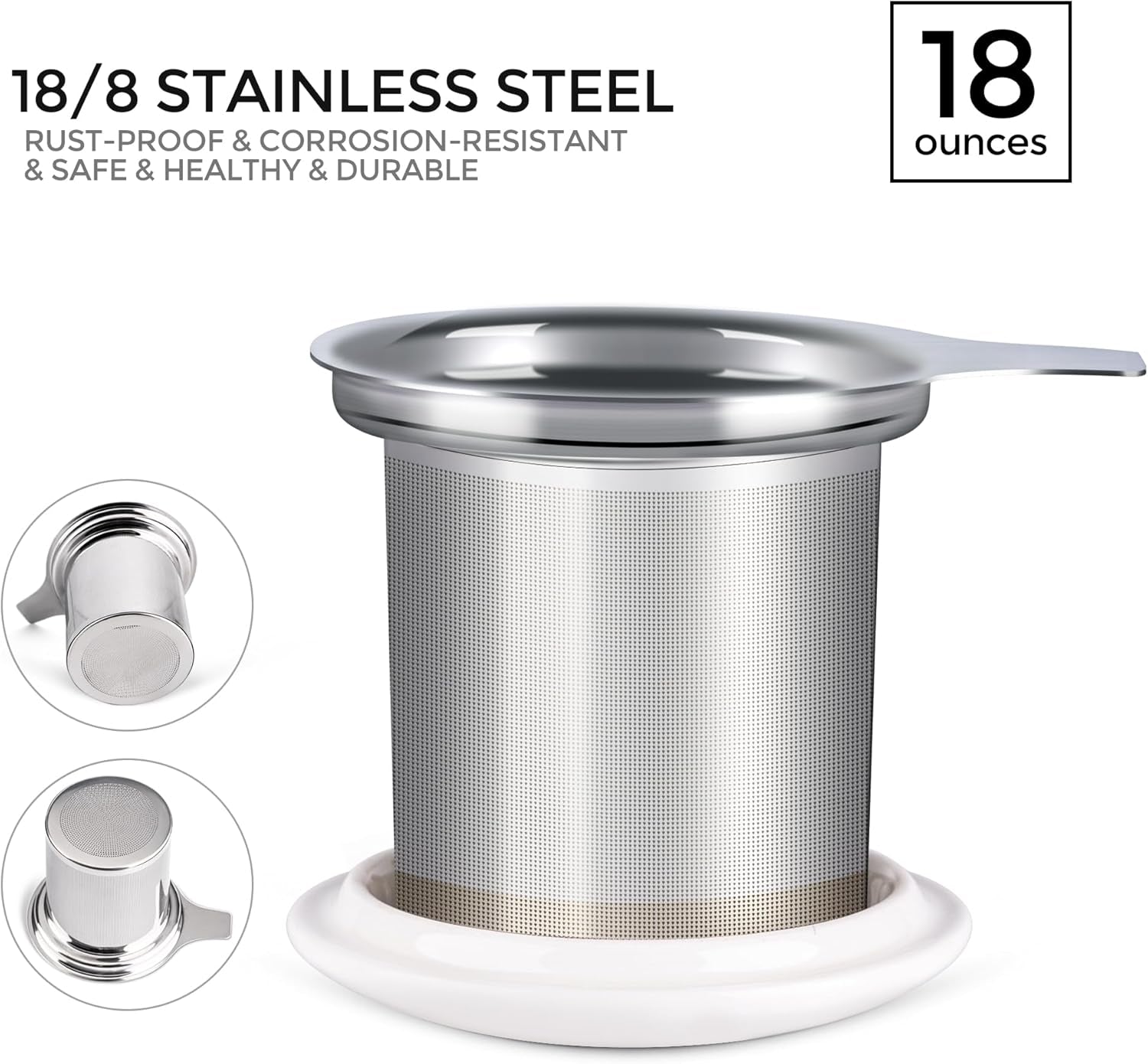 Ceramic Tea Mug with Infuser and Lid, 18 Ounce Capacity, Microwave and Dishwasher Safe, Ideal Gift for Tea Enthusiasts