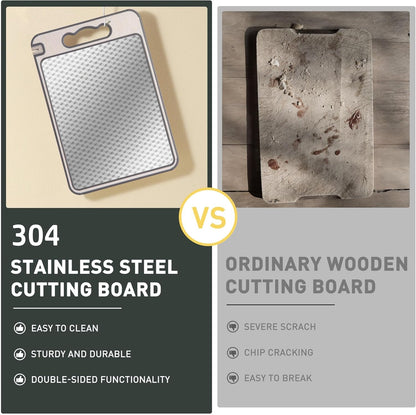 Stainless Steel Cutting Board with Handle Non-Toxic Chopping Large Big Small Metal Carving Kitchen Meat Butcher Block Not Titanium Wood Bamboo Glass Marble Stone Rubber Plastic Sink