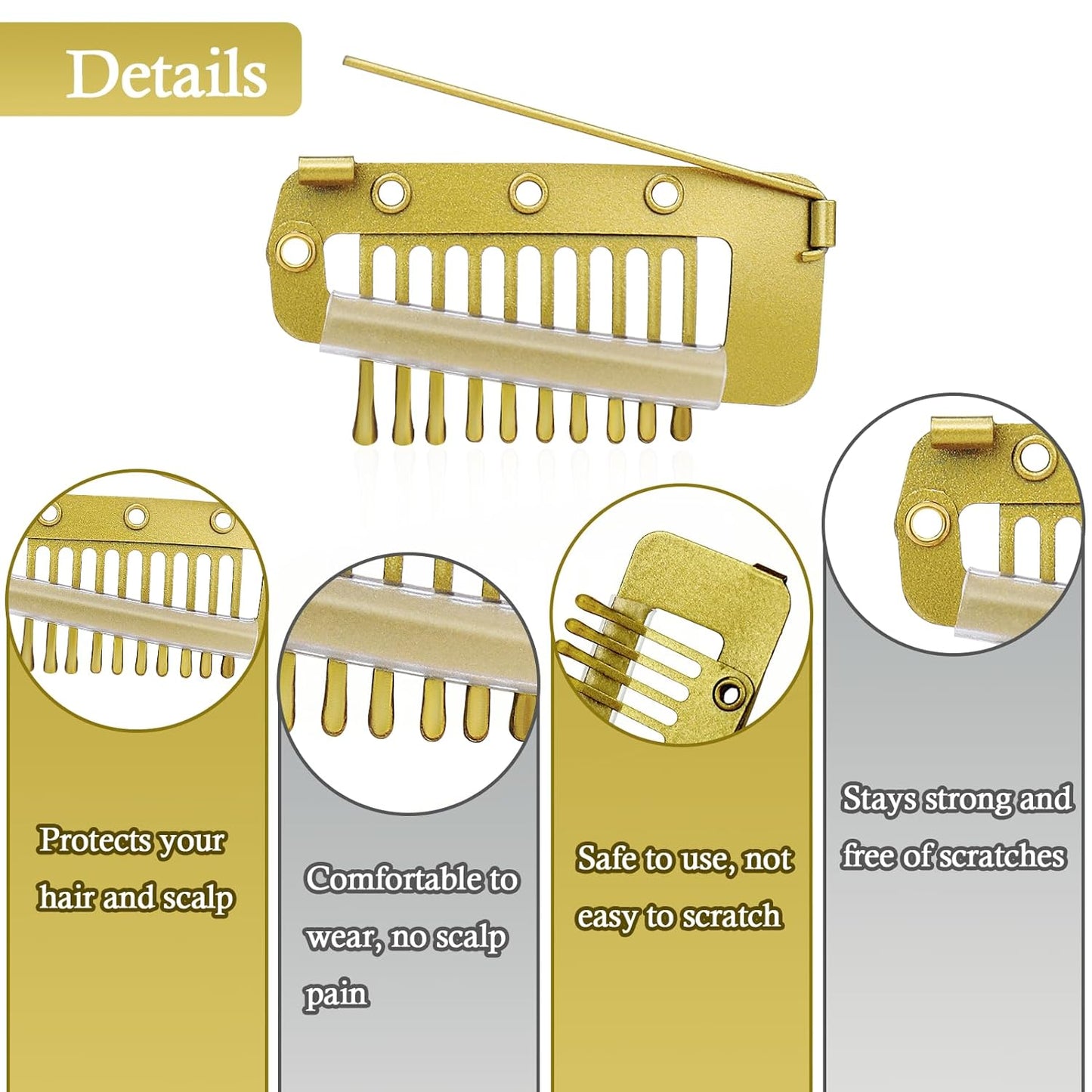 Chunni Clips with Safety Pins,8 PCS Strong Chunni Grip Dupatta Setting Clips Indian for Woman （Gold）