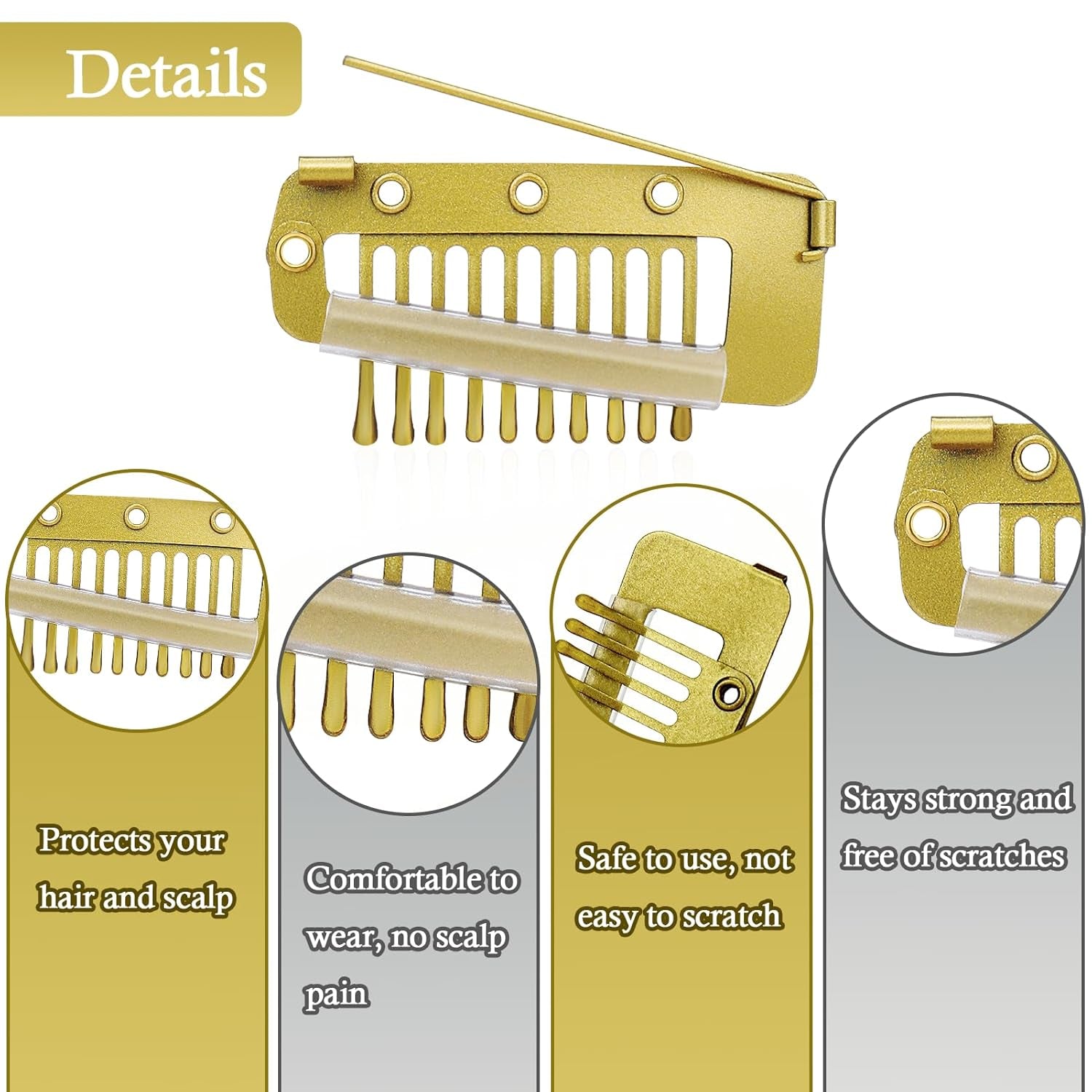 Chunni Clips with Safety Pins,8 PCS Strong Chunni Grip Dupatta Setting Clips Indian for Woman （Gold）