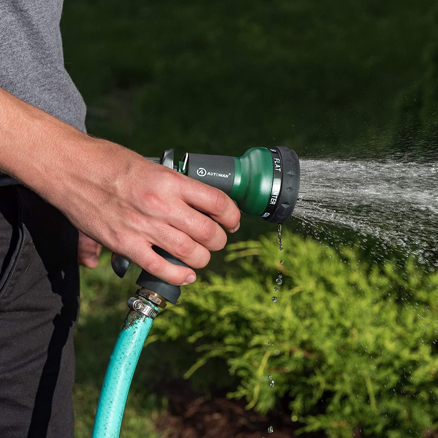 -Garden-Hose-Nozzle, ABS Water Spray Nozzle with 7 Adjustable Watering Patterns, Slip Resistant for Watering Plants, Lawn& Garden, Washing Cars, Cleaning, Showering Pets & Outdoor Fun.