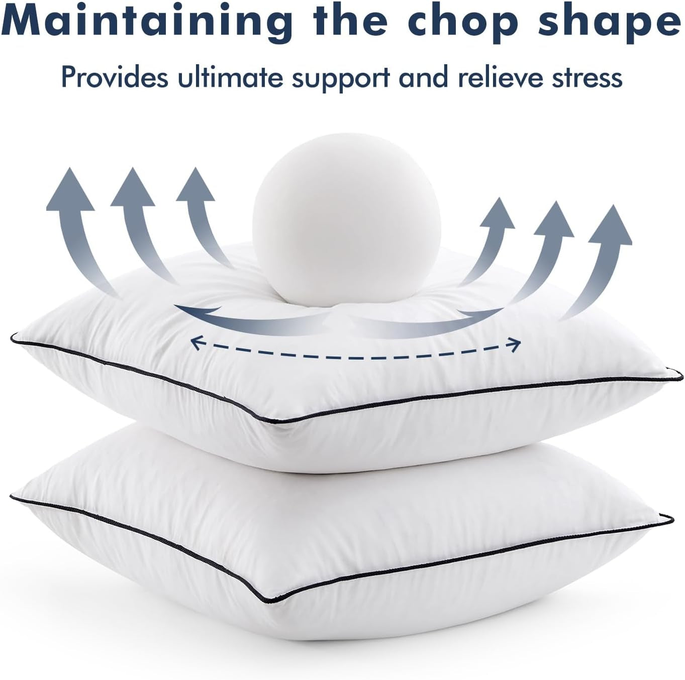 Goose Feather Down Pillow Insert Set of 2, 20x20 Inches, 100% Down-Proof Cotton Cover, Soft and Fluffy Decorative Pillows for Sofa, Bed, and Living Room, White