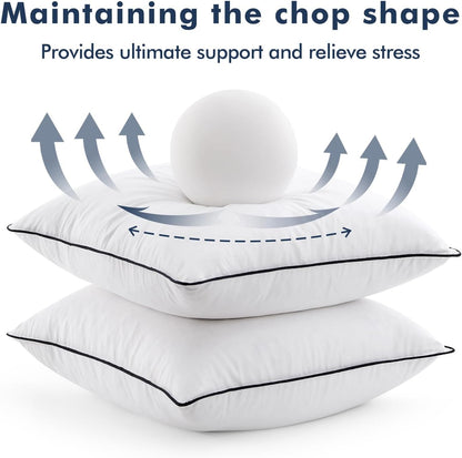 Goose Feather Down Pillow Insert Set of 2, 20x20 Inches, 100% Down-Proof Cotton Cover, Soft and Fluffy Decorative Pillows for Sofa, Bed, and Living Room, White