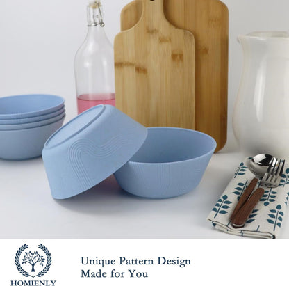 Alternatives 36Oz Cereal and Soup Bowls Set of 6 - Microwave and Dishwasher Safe, Sky Blue