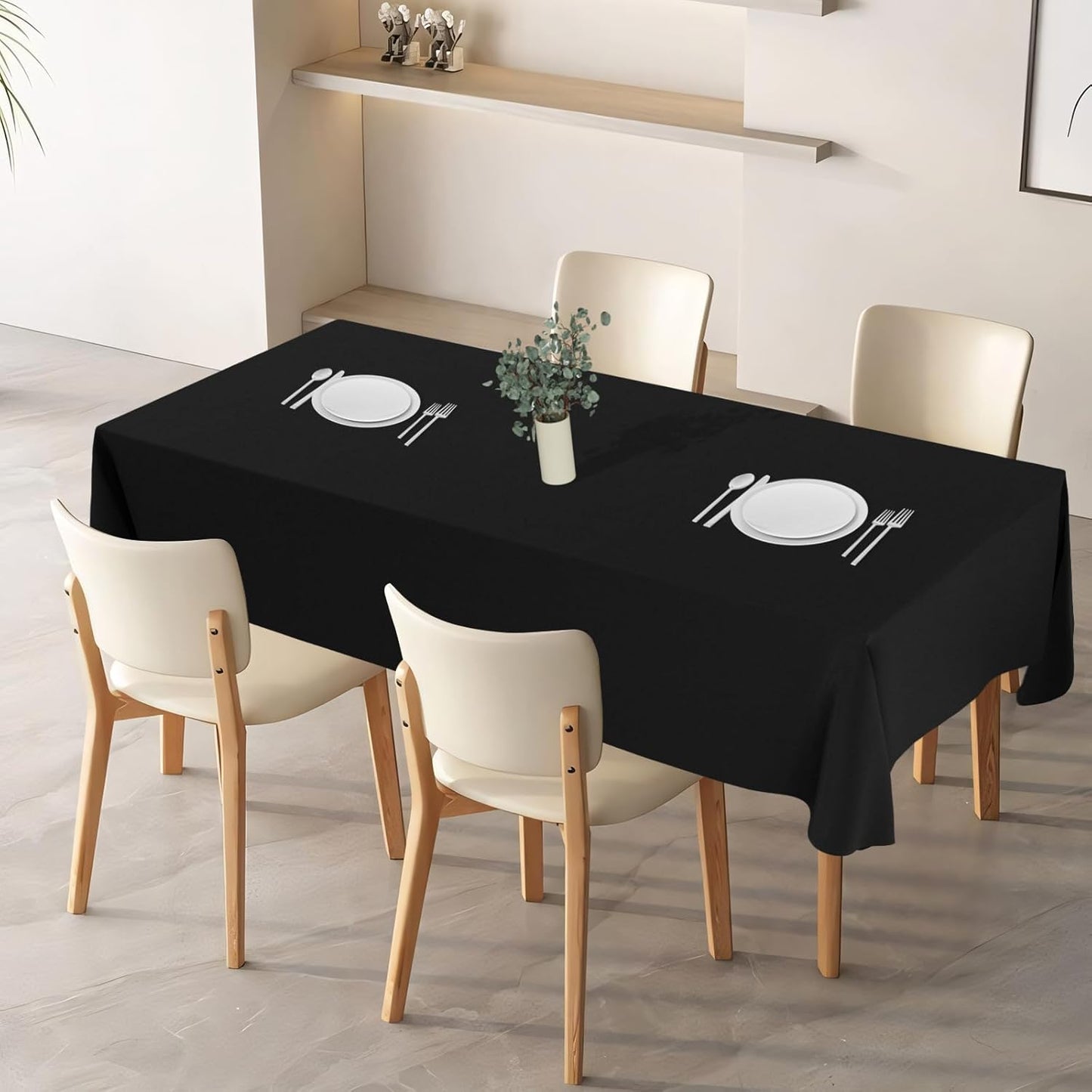 Black Table Cloth for Rectangle Table - 60 X 84 Inch Tablecloths Rectangular Waterproof Washable Wrinkle Resistant for 6 FT Wedding Cocktail Party