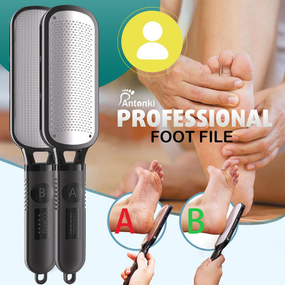 Foot File for Dead Skin, Double Sided Callus Remover for Feet, Metal Foot Scrubber for Cracked Heel, Professional Foot Scraper Rasp Pedicure Tool to Remove Hard Skin - 2 in 1 Foot File
