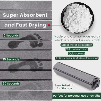 Stone Bath Mat, Diatomaceous Earth Shower Mat Non Slip, Quick Dry Diatomite Bathroom Rugs, Drying Mat for Bathroom/Kitchen Counter(23.6''×15.4")