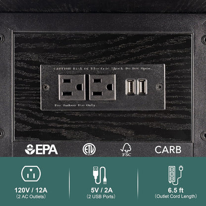 End Table with Charging Station, Flip Top Side Table with USB Ports and Outlets, Sofa Couch Table Bedside Table for Living Room Bedroom, Narrow Nightstand with Storage Shelves for Small Space