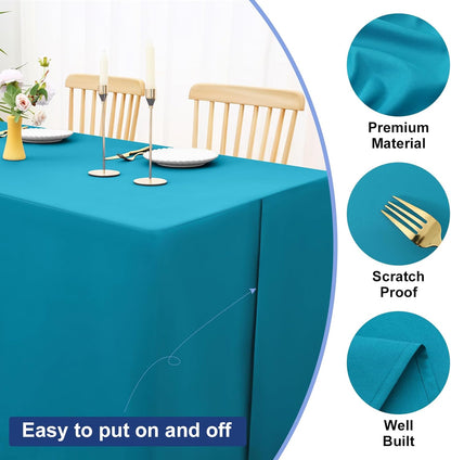 2 Packs Rectangle Fitted Tablecloth, 6 Foot Washable Fabric Table Cloth, Waterproof Polyester Table Cover for Party, Trade Show, Outdoor and Indoor (Teal, 30" X 72")