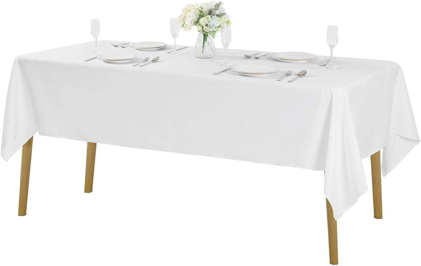 Rectangle Tablecloth 60X102 Inch Washable Polyester Fabric Table Cloth for Wedding Party Dining Banquet Decoration（60X102, White）