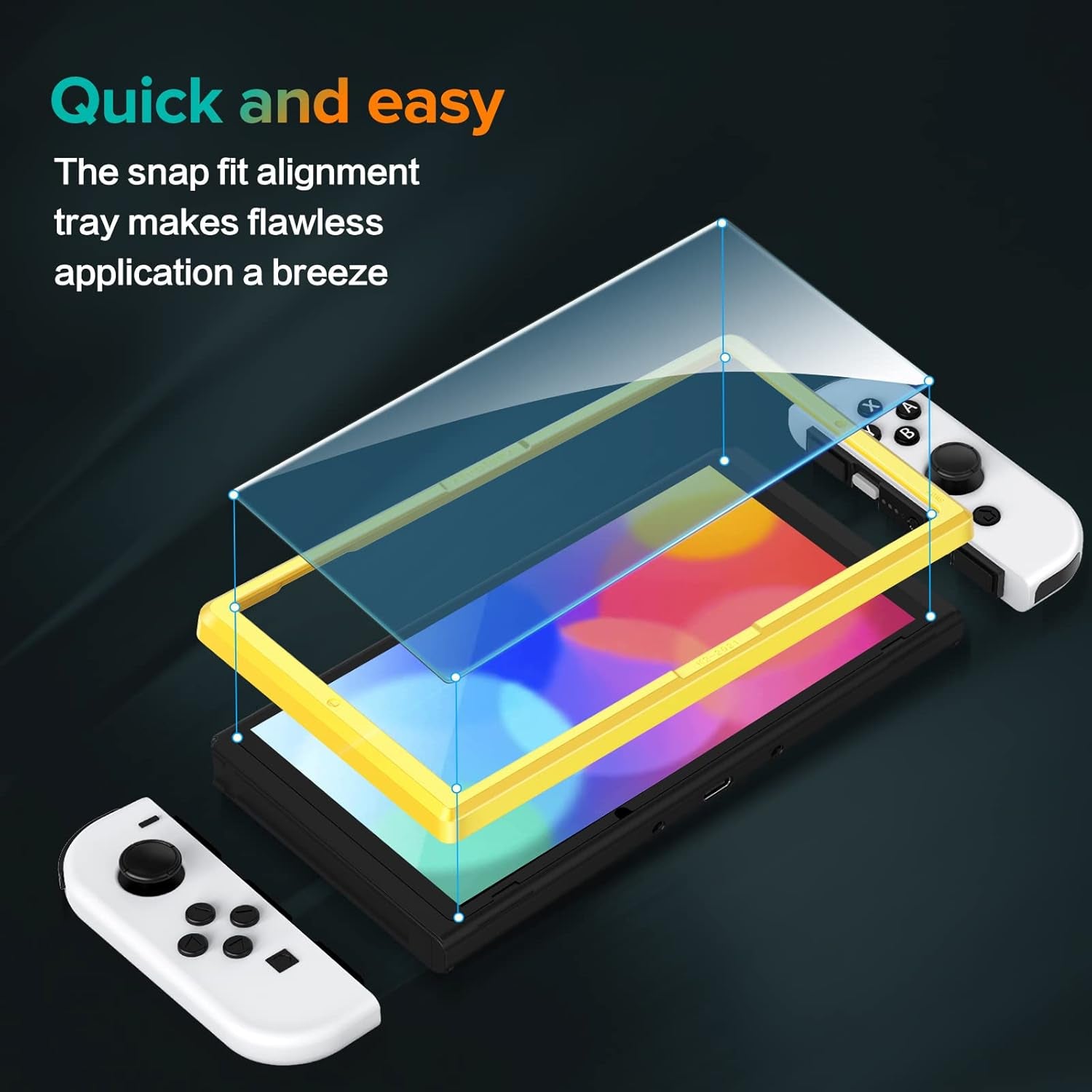 4-Pack Tempered Glass Screen Protector Designed for Nintendo Switch OLED Model 2021&2023 with [Alignment Frame] Transparent HD Clear[Updated Version] Screen Protector for Switch OLED 7''