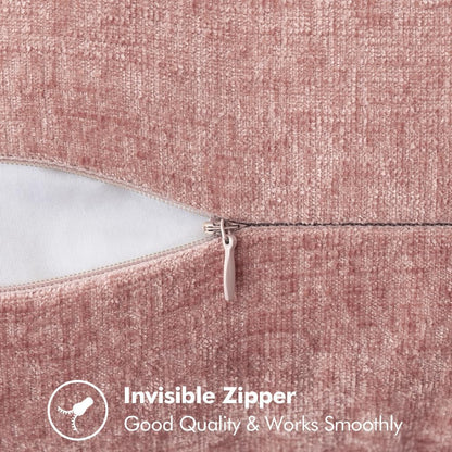 Pack of 2 Couch Throw Pillow Covers 18X18 Inch Blush Pink Farmhouse Decorative Pillow Covers with Stitched Edge Soft Chenille Solid Dyed Spring Pillow Covers for Sofa Bed Living Room