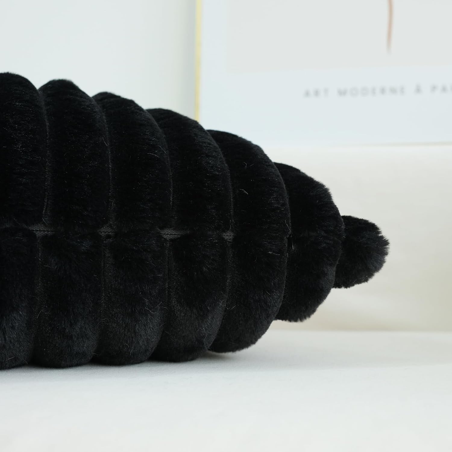 Pack of 2 Faux Fur Plush Decorative Throw Pillow Covers Couch Cushion Case Soft Pillowcases (Black, 20 X 20-Inch)