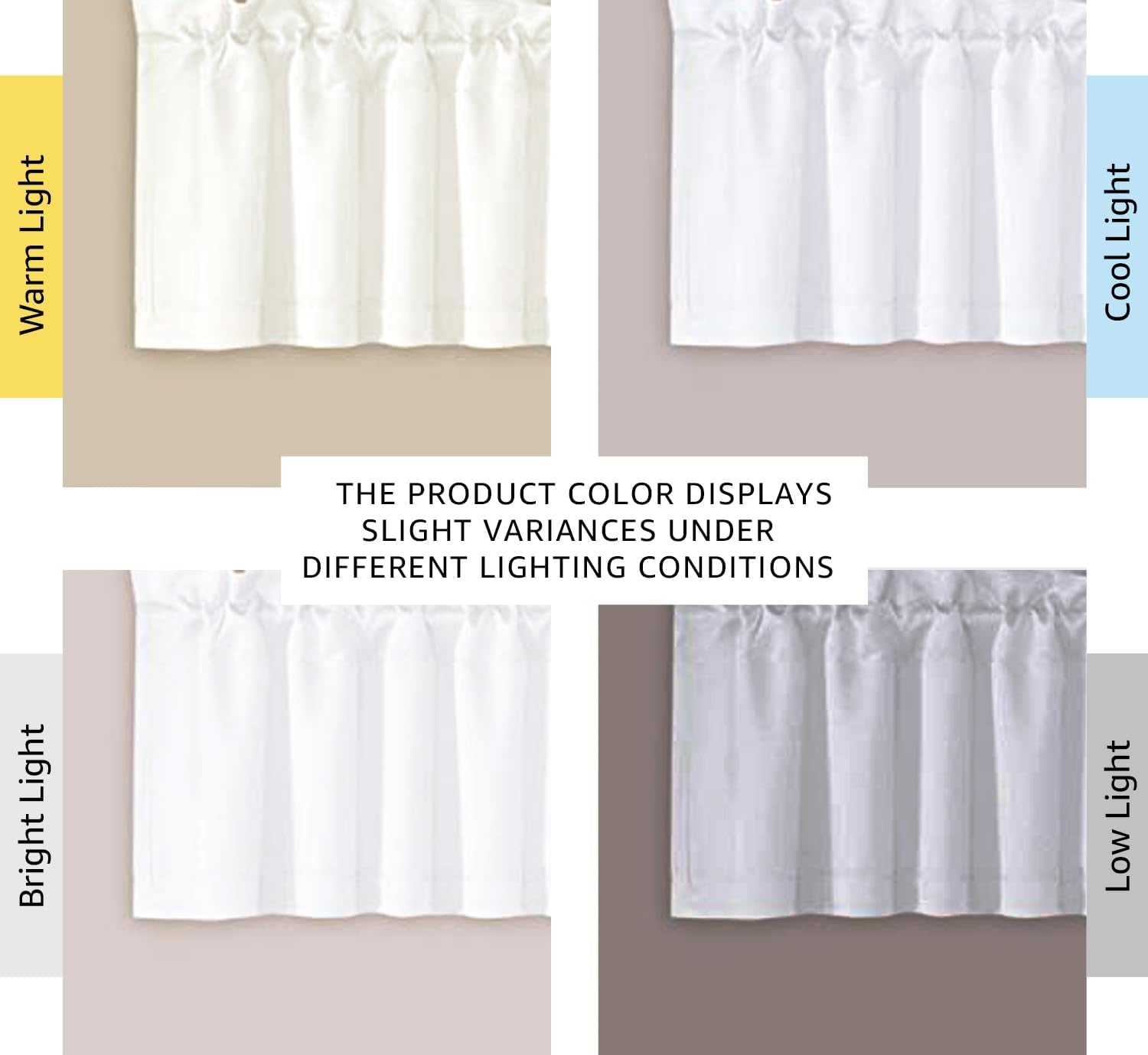 2 Panels White Valance for Windows, Natural Blackout Curtains Valances for Small Windows/Living Room/Bedroom/Bathroom Rod Pocket 52" W X 18" L, Pure White，2 Packs