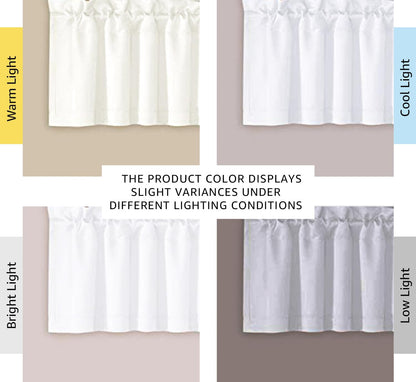 2 Panels White Valance for Windows, Natural Blackout Curtains Valances for Small Windows/Living Room/Bedroom/Bathroom Rod Pocket 52" W X 18" L, Pure White，2 Packs