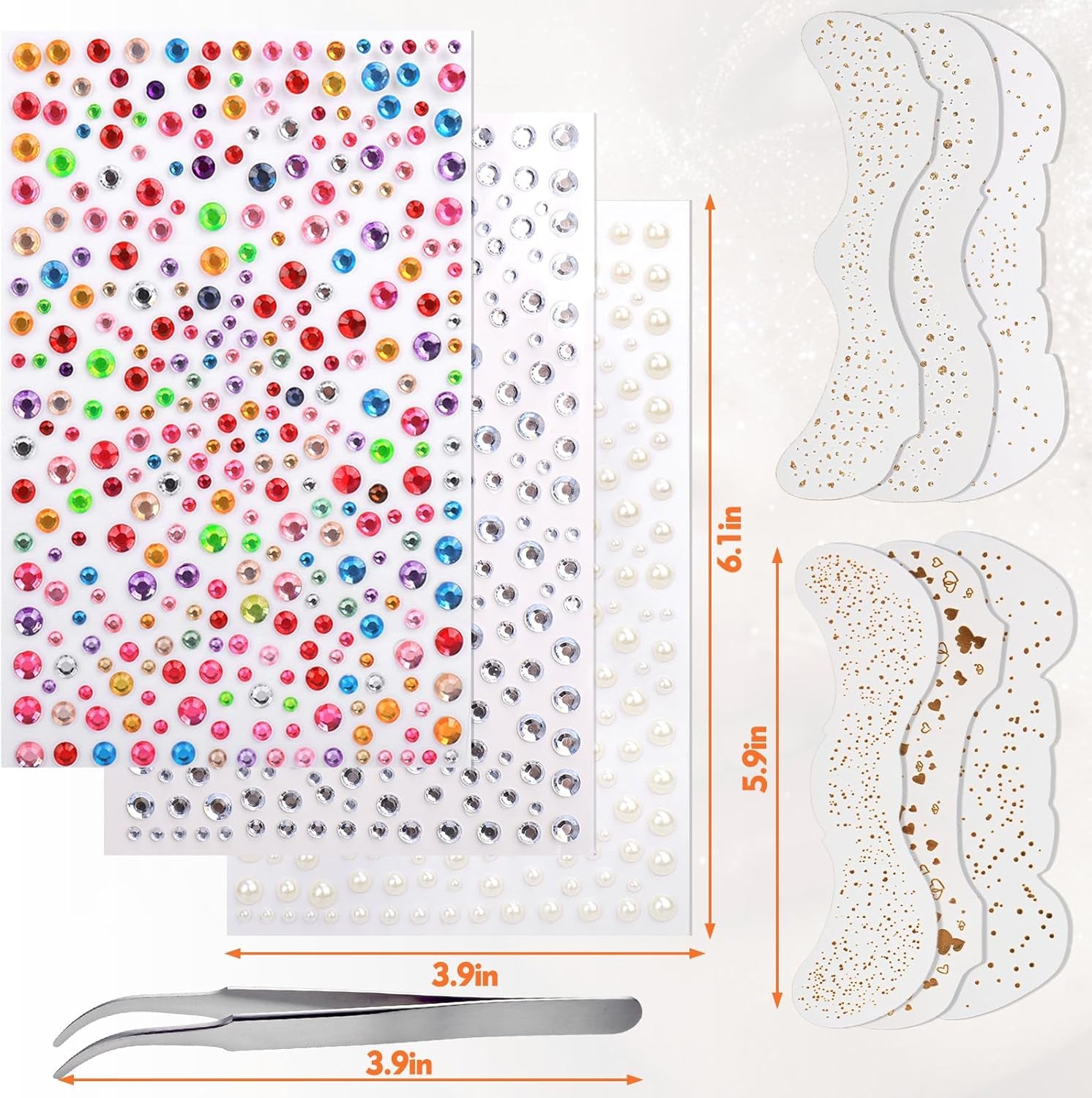 Glitter Freckles Face Tattoo,6Pcs Festival Rave Accessories for Women,Gold Silver Face Waterproof Sparkles Freckles Half Magic Makeup Jewels Stickers (6PCS)
