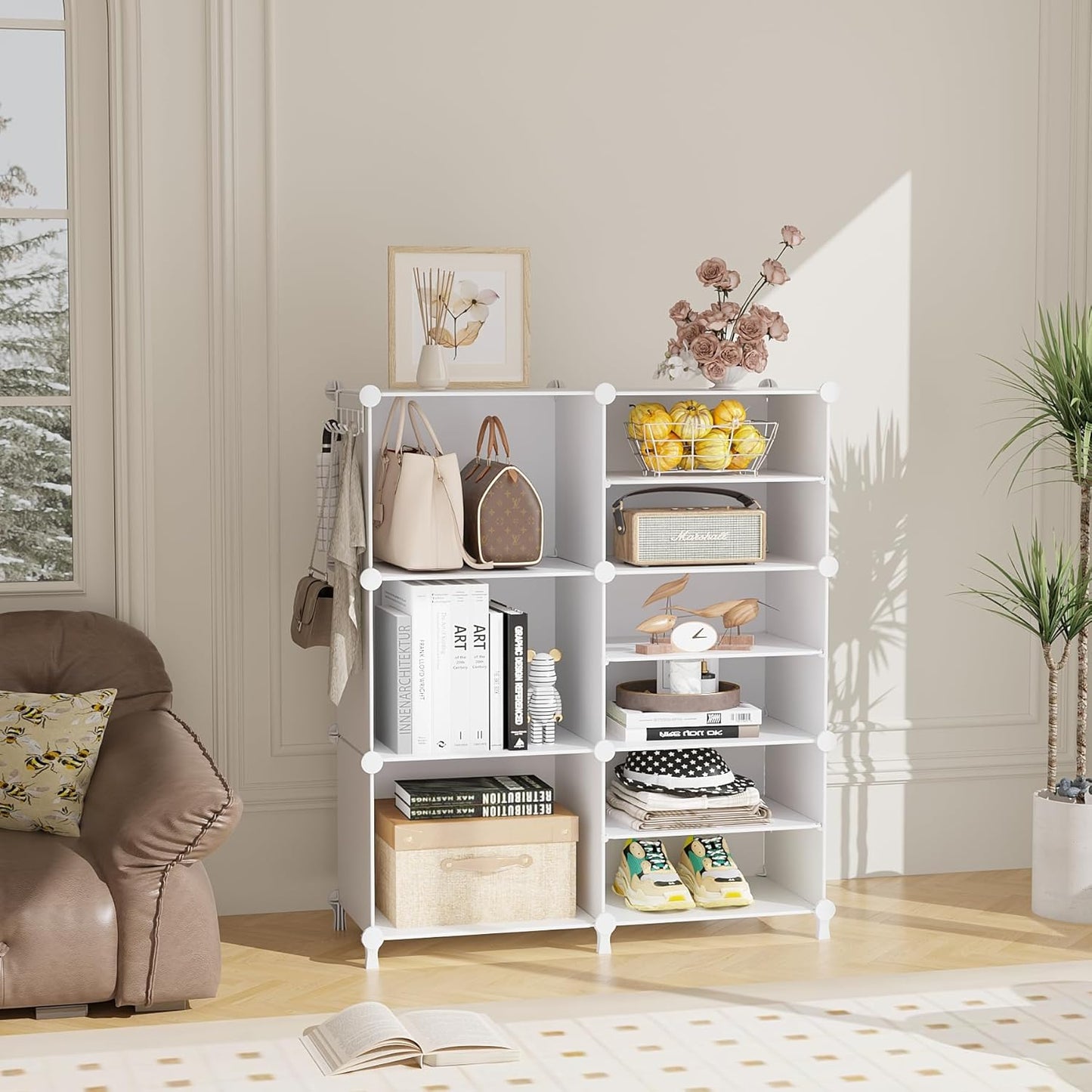 6 Cube Closet Organizer Storage Shelves Portable Clothes Organizers and Storage Stackable Cubby Shelving for Closet Bedroom Living Room Office White