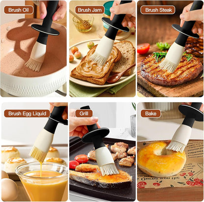 300ml Glass Oil Dispenser with Silicone Basting Brush - Versatile Kitchen Tool for Oils, Vinegars, and Sauces - Black