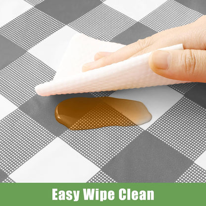 Gingham Disposable Tablecloths - 3 Pack, 54 x 108 Inch Waterproof Plastic Rectangle Covers in Grey and White Checkered Design for Picnics, Birthdays, and Parties