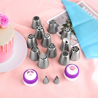 47 Pcs Russian Piping Tips Set, 12 Flower Frosting Nozzles Icing Tips for Cake Decorating Tips Kit, Baking Supplies for Cookie Cupcake, 2 Leaf Piping Tips 2 Couplers 30 Pastry Baking Bags