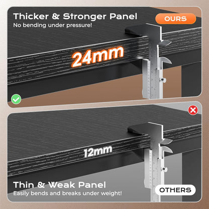 63-Inch L-Shaped Desk with Integrated Power Outlets and USB-C Port, Reversible Design, Spacious Corner Gaming and Office Desk, 0.95-Inch Thick Desktop, Sturdy Metal Frame, Ideal for Home Office and Study, Black