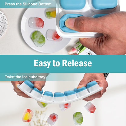 Ice Cube Trays for Freezer - 3 Pack 42 Cubes, Easy to Release Silicone Ice Trays with Spill-Resistant Lids, Reusable Ice Tray,Stackable and Bpa-Free, Perfect for Cocktails, Drinks,And Ice Coffee
