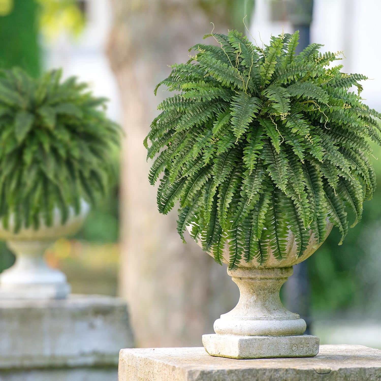 50" Artificial Boston Ferns, Fake Bush Plants, Large Faux Ferns with 96 Fronds for Outdoors Home Decor