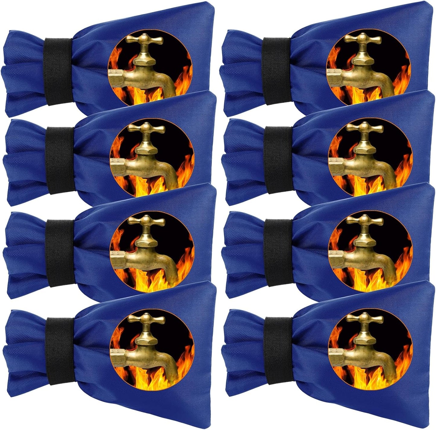 Outdoor Faucet Covers for Winter Freeze Protection - 8 Pack 6" H X 8" W Blue Spigot Covers Winter Insulated, Waterproof Reusable Thickened Hose Bib Socks Protector Insulation for Water Pipes