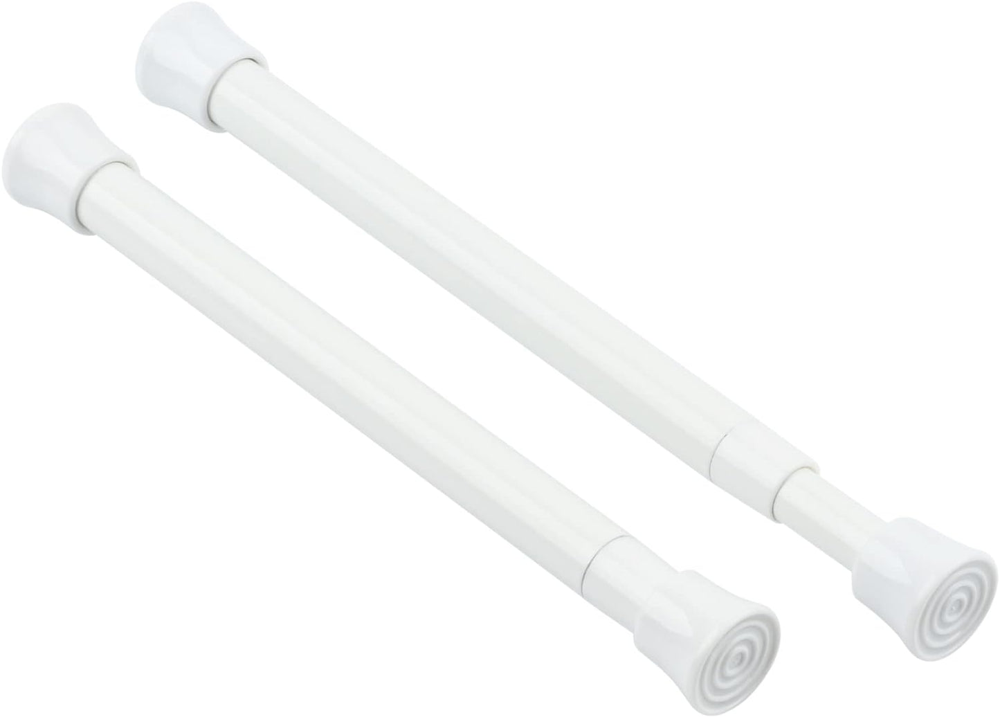 2 Pack Small Spring Tension Curtain Rod 7.5 to 11.5 Inch, Thin Tension Rod No Drill for Window Cupboard Closet, White
