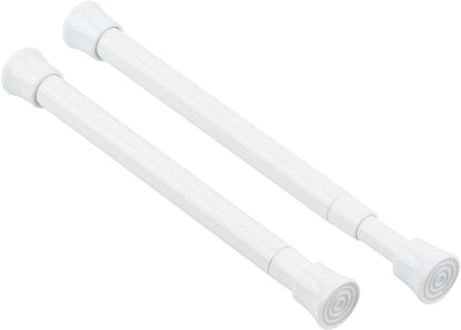 2 Pack Small Spring Tension Curtain Rod 7.5 to 11.5 Inch, Thin Tension Rod No Drill for Window Cupboard Closet, White