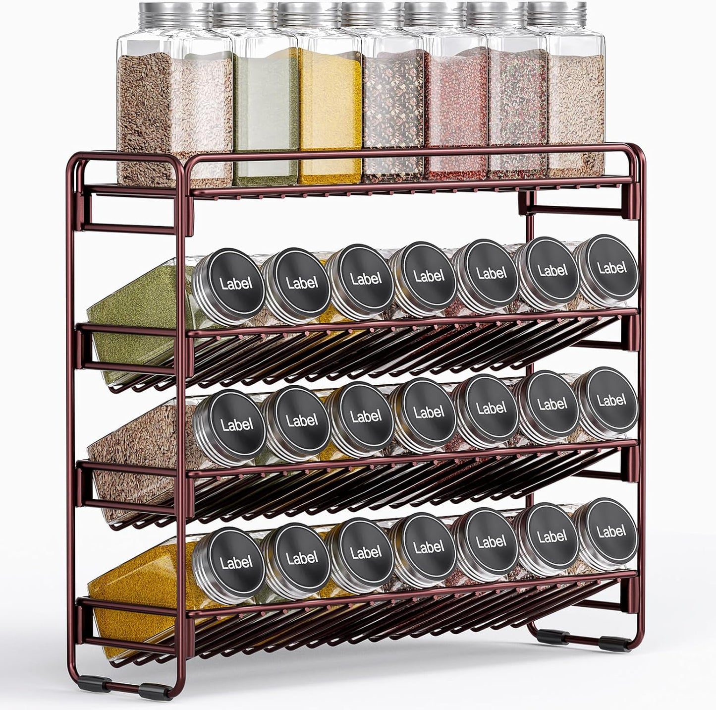 4 Tier Spice Rack Organizer for Cabinet, Detachable Spice Rack for Countertop, Freestanding Spice Organization for Cabinet, Seasoning Organizer for Kitchen Pantry (13.4" Wx11.2 H, No Jars)