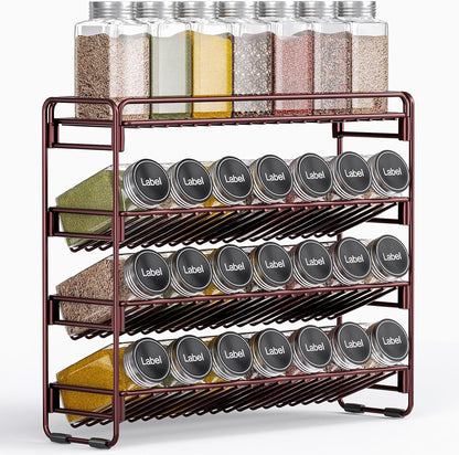 4 Tier Spice Rack Organizer for Cabinet, Detachable Spice Rack for Countertop, Freestanding Spice Organization for Cabinet, Seasoning Organizer for Kitchen Pantry (13.4" Wx11.2 H, No Jars)