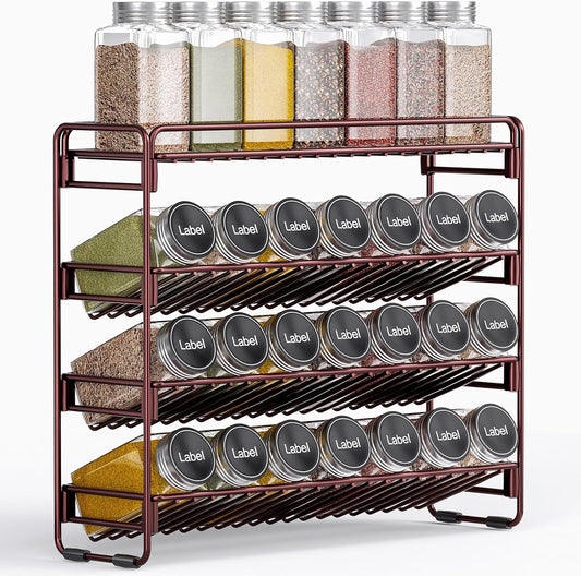 4 Tier Spice Rack Organizer for Cabinet, Detachable Spice Rack for Countertop, Freestanding Spice Organization for Cabinet, Seasoning Organizer for Kitchen Pantry (13.4" Wx11.2 H, No Jars)