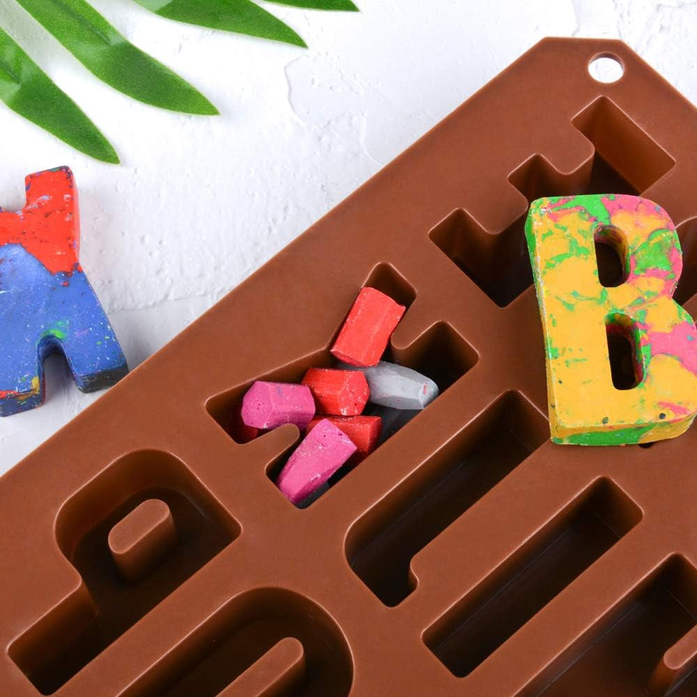 26 Cavities Large Letter Molds Silicone Alphabet Mold for Crayon, Resin, Chocolate, Candy, Wax, Cake Baking Decor (1)