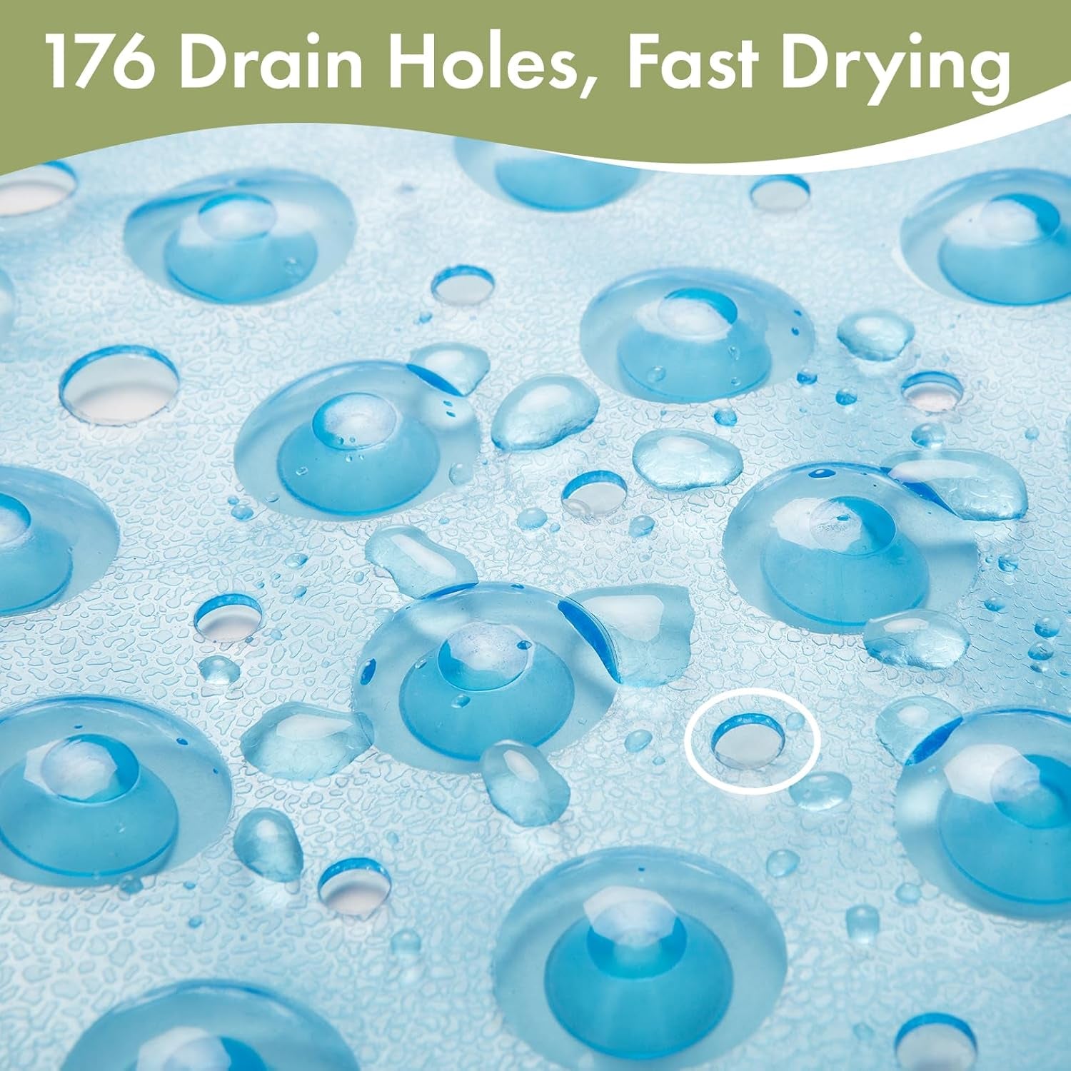 Shower Mat Non Slip 40 X 16 Inches, Bathtub Mat Shower Stall Mats with Suction Cups and Drain Holes, Non Slip Bath Mat for Tub for Elderly & Kids, Clear Blue