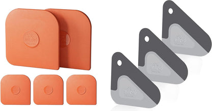 5 Pcs Pan and Pot Scraper -Orange, Nylon Silicone 2 in 1 Kitchen Dish Scraper