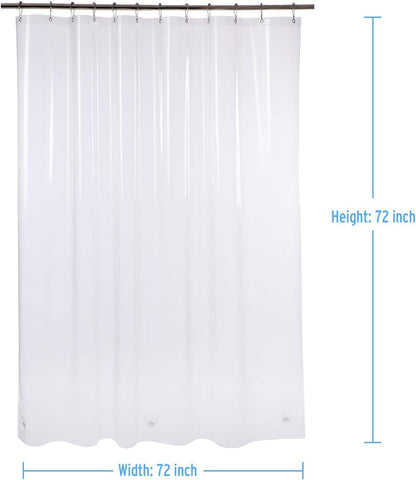 Shower Curtain Hooks Rings and 72 X 72 Inches EVA 8G Plastic Shower Curtain