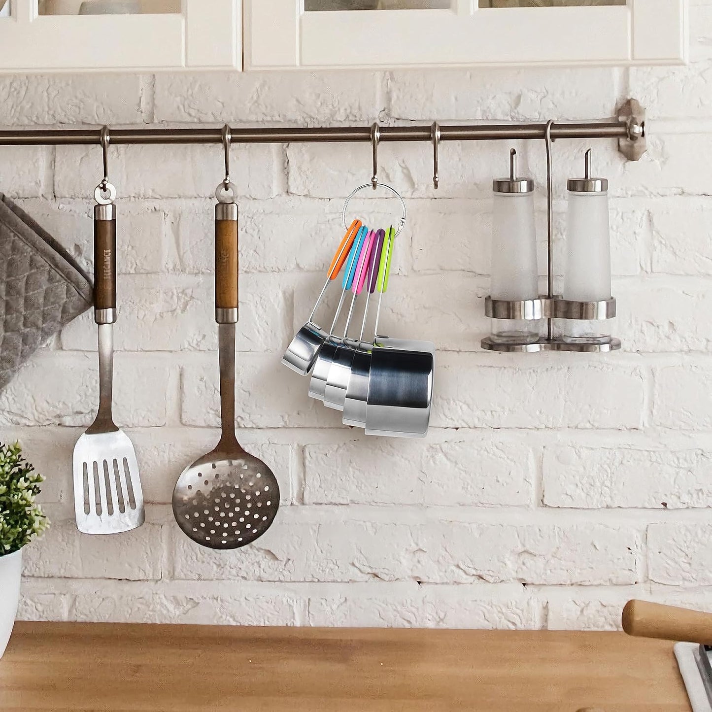 Measuring Cups Set Stainless Steel-Measuring Spoon Liquid Stackable Metric Measuring Scoop for Baking or Cooking,Kitchen Cake Decorating Supplies Measuring Cup Organizer